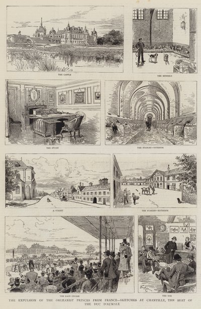 La expulsión de los príncipes orleanistas de Francia, bocetos en Chantilly, la residencia del Duque de Aumale de Adrien Emmanuel Marie